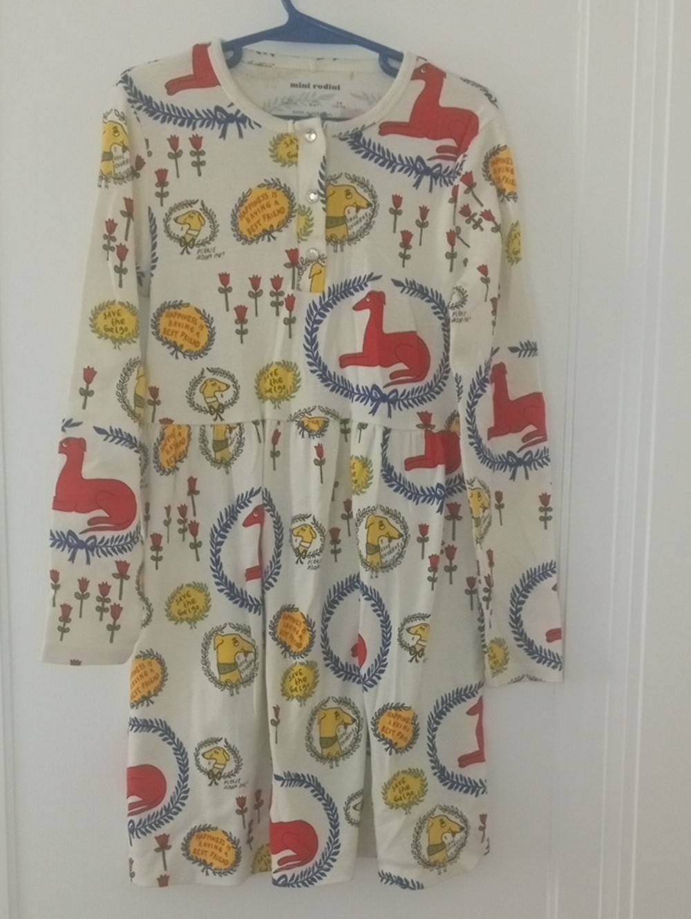 girl 8 Mini Rodini Dress white with print